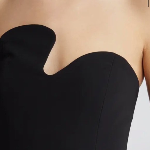 New Amanda Uprichard black Puzzle Strapless Midi Dress - Picture 5 of 7